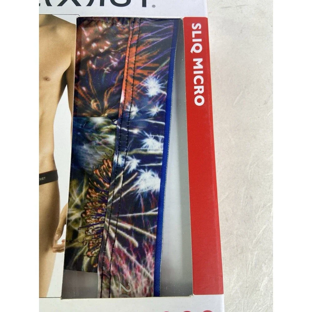 2xist Sliq Micro Y-Back Thong Underwear Geometric Print Mens Size M